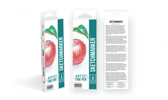 Набор капиллярных ручек Sketchmarker Artist fine pen Basic 3 6цв Набор капиллярных ручек Sketchmarker Artist fine pen Basic 3 6цв